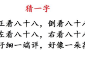 八十八猜一字谜,汉字奥秘中的数字谜题”